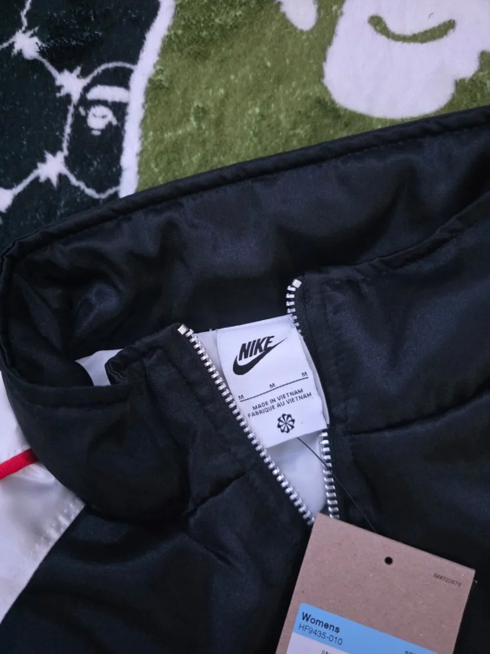 Nike Satin Bomber Varsity Jacket HF9435-010 Oversized Medium